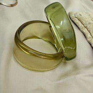 Vintage Green and Yellow resin Bangles